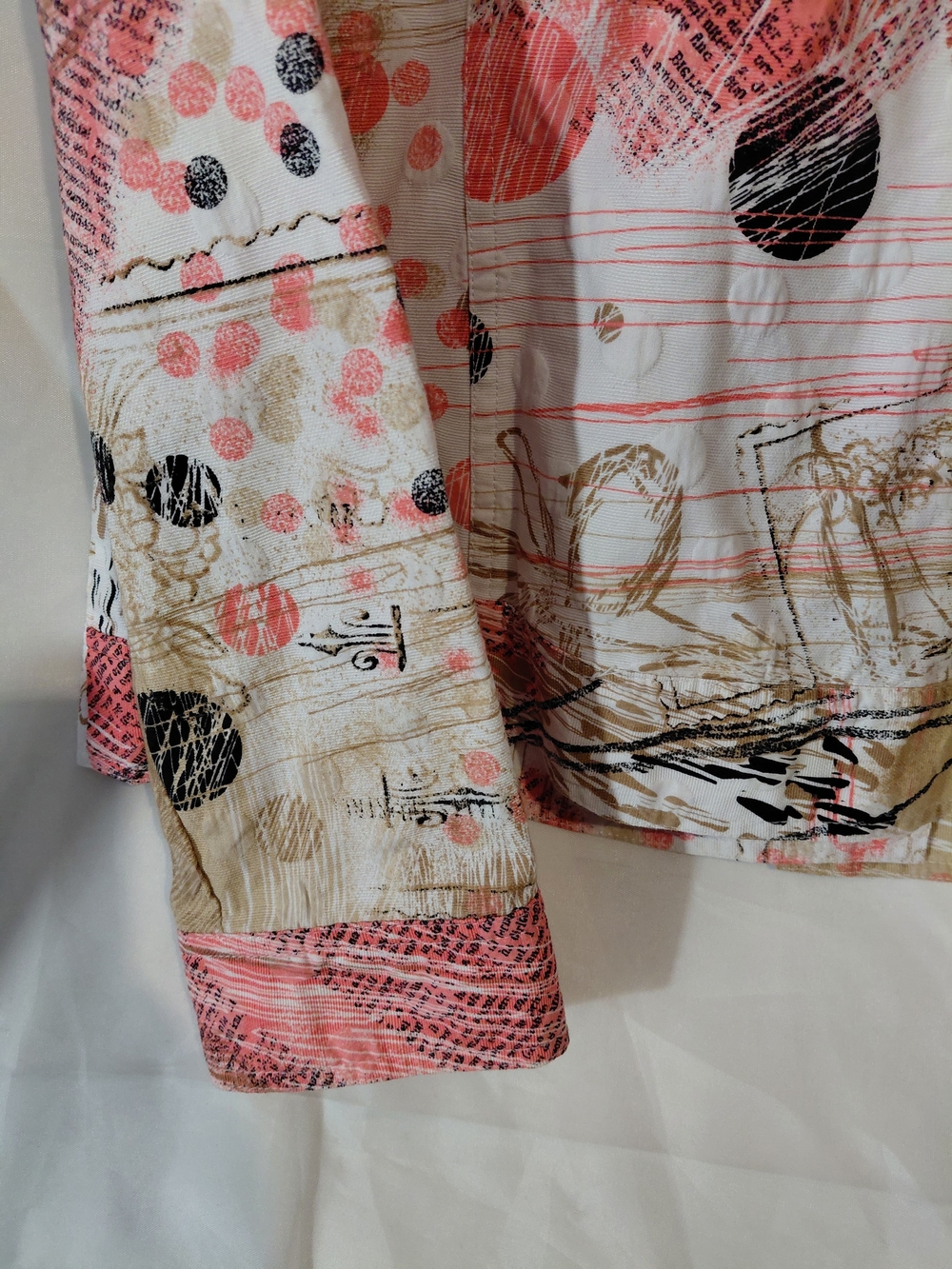 Womens Coral & Beige Patchwork Jean Jacket - Picture 11 of 11